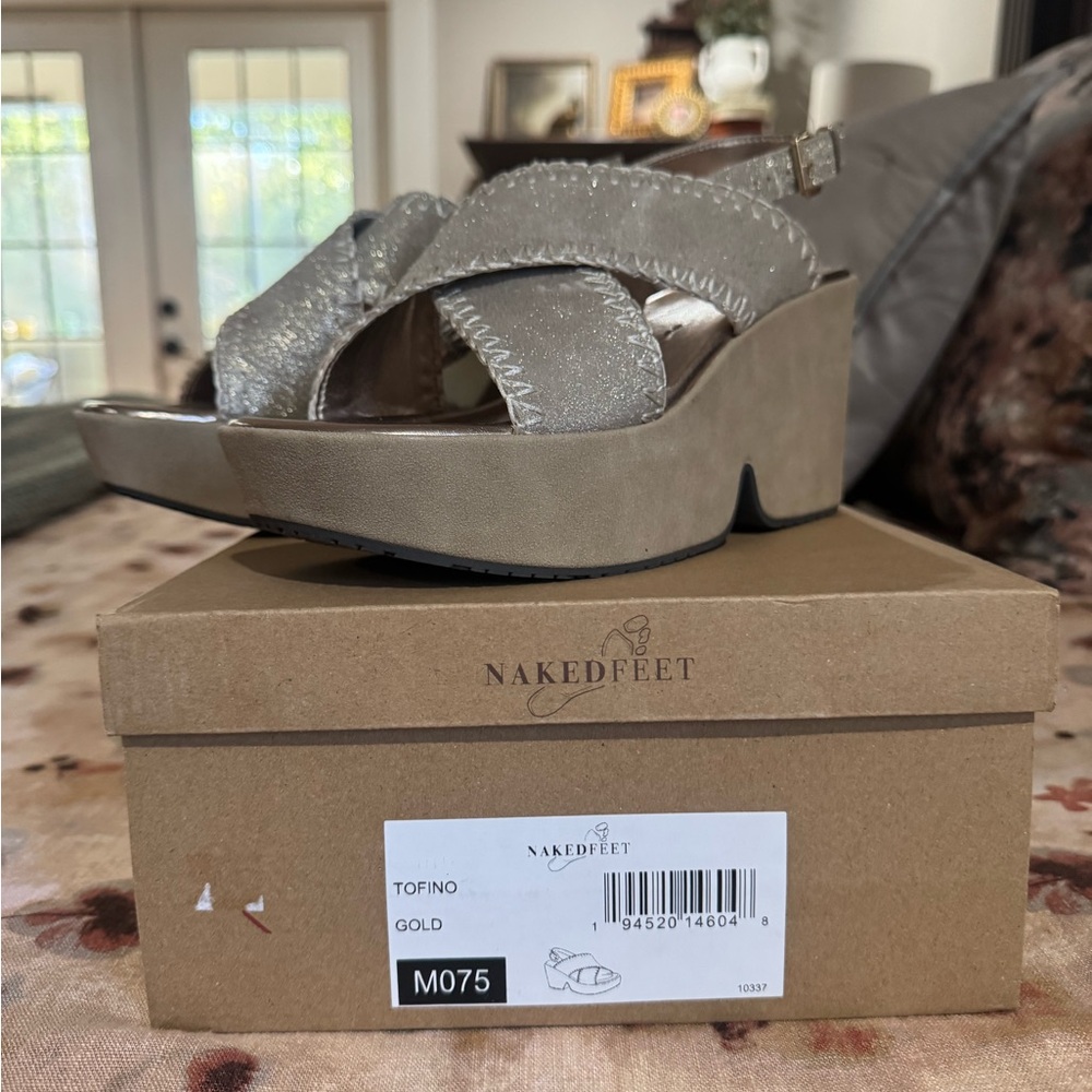 Naked Feet Metallic Gold Wedges